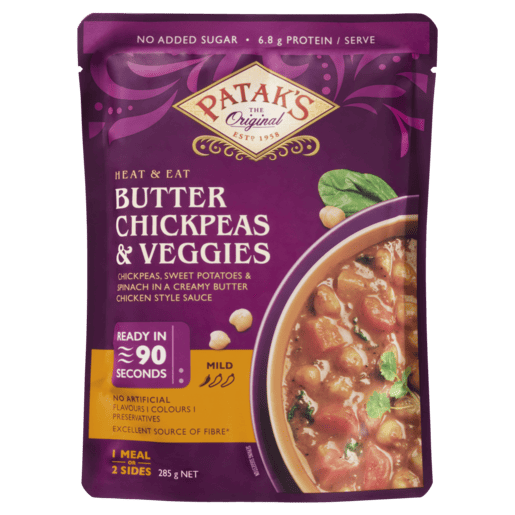 Patak’s Heat & Eat Butter Chickpeas & Veggies 285g