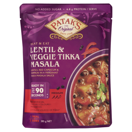 Patak’s Heat & Eat Lentil & Veggie Tikka Masala 285g