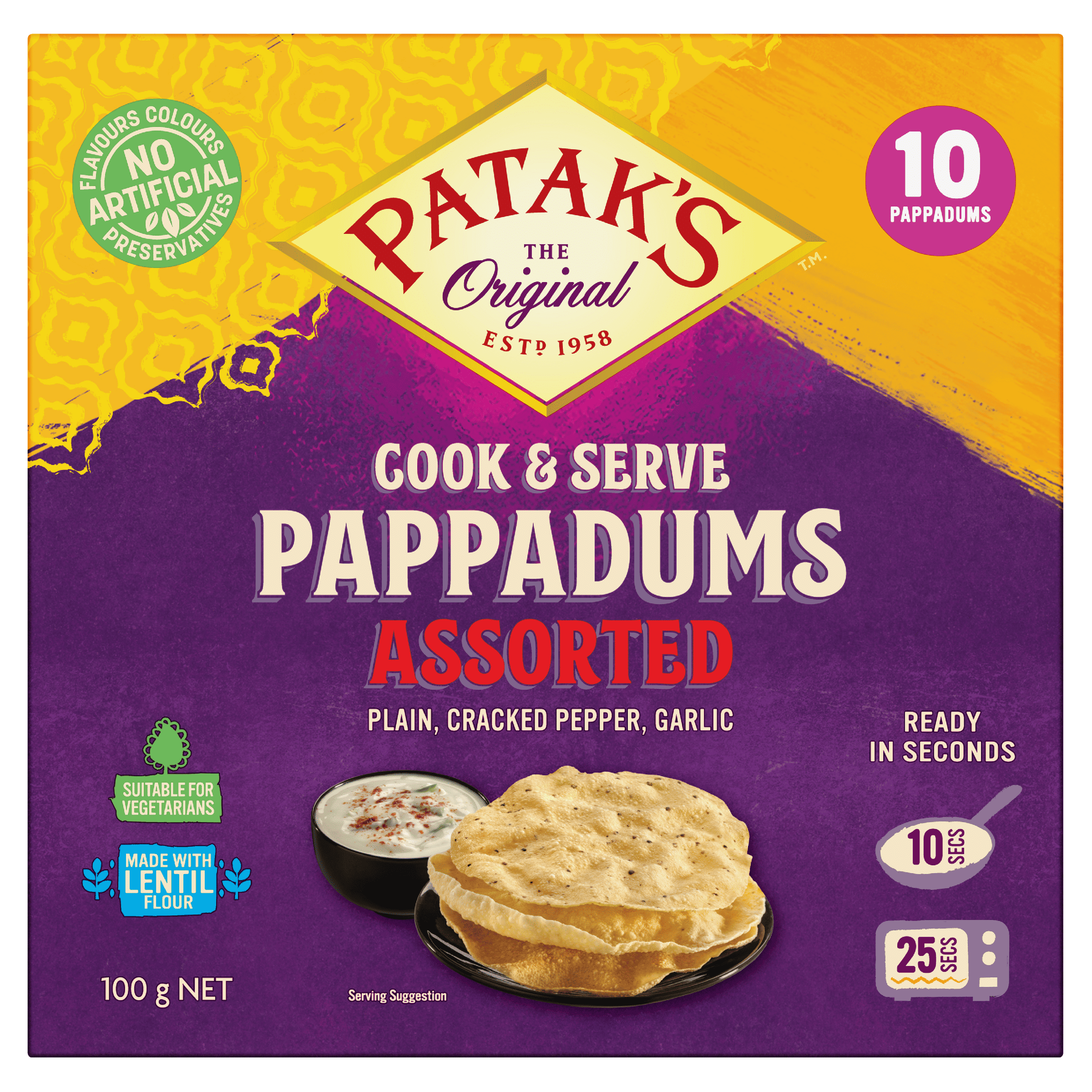 Patak’s Cook To Eat Pappadums Assorted 100g