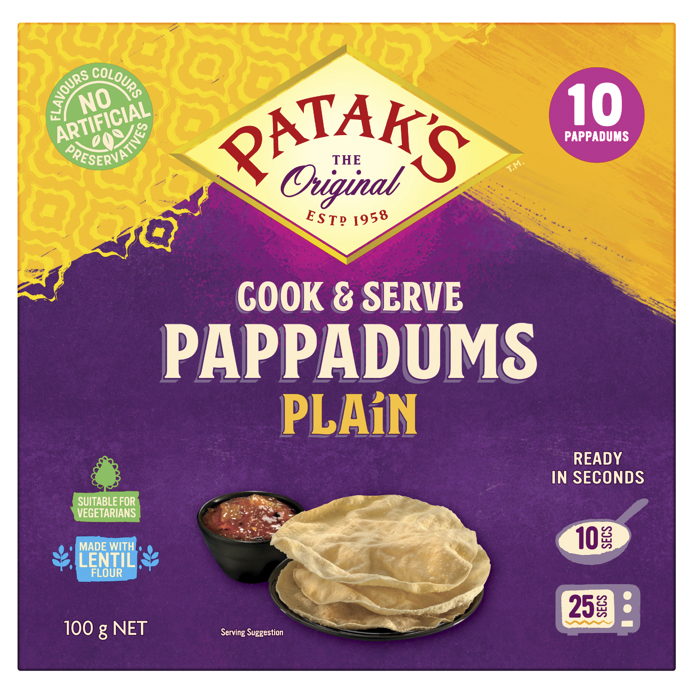Patak’s Pappadums Plain 100g