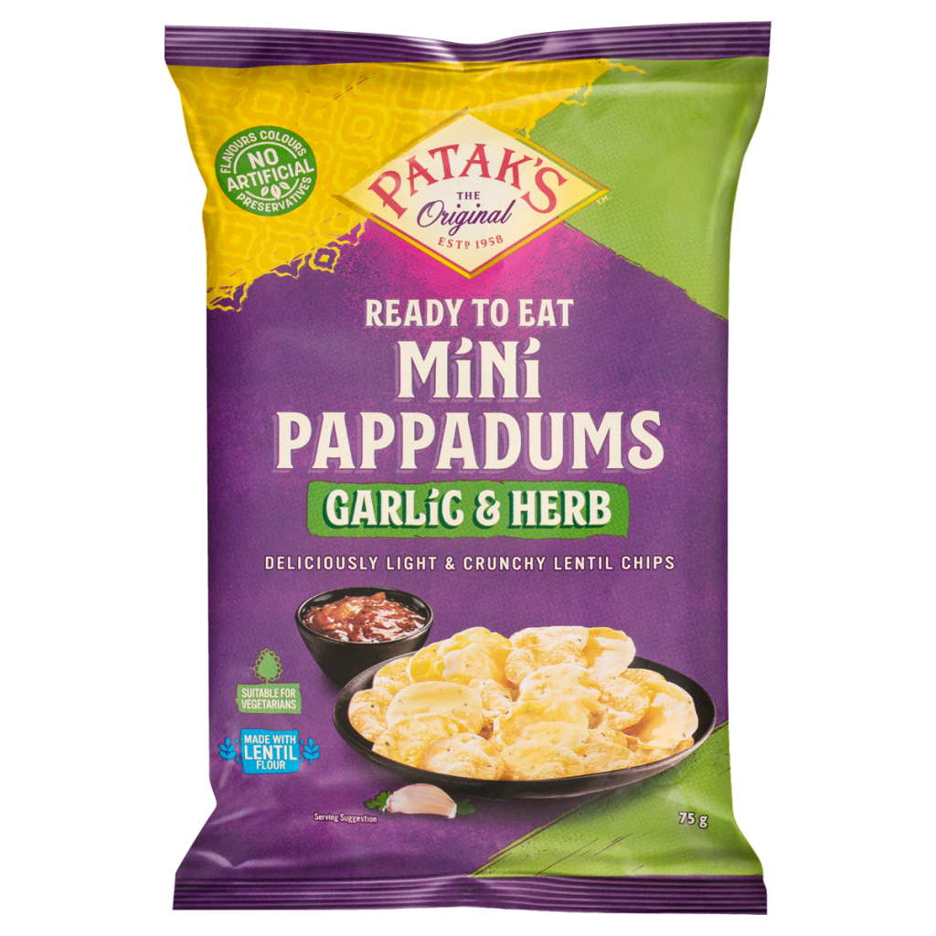 Patak’s Mini Pappadums Garlic & Herb 75g